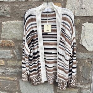 B.yu Metallic Striped Brown Cream Sweater